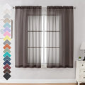 OVZME 2 Panels Sheer Curtains 63 Inches Long Light Weight Soft Voile Drapes by OVZME