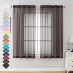 OVZME 2 Panels Sheer Curtains 63 Inches Long Light Weight Soft Voile Drapes by OVZME