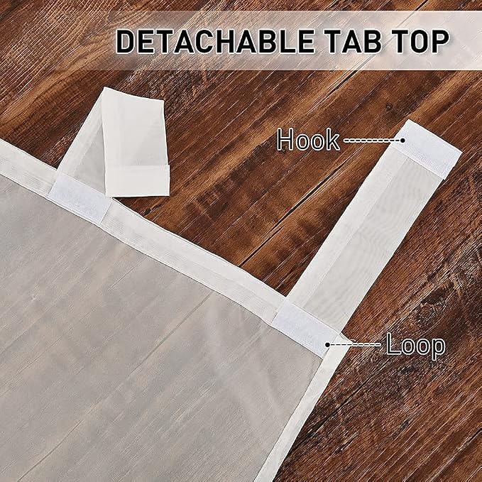 RYB HOME Detachable Sticky Tab Top Outdoor Curtain Sheer - Image 3