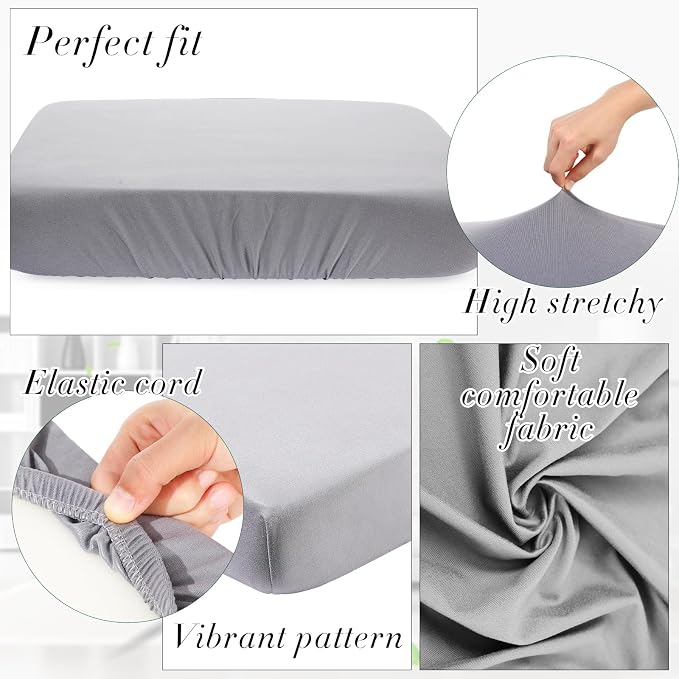 Newwiee Set of 4 Stretch Patio Cushion Covers Sofa Couch Seat Chair Slipcovers - Image 3