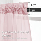 OVZME Blush Pink Sheer Curtains 96 Inches Long 2 Panels - Image 3