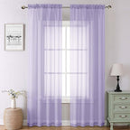 Lecloud Lavender Sheer Curtains 90 Inches Long 2 Panels Set, Light Filtering by Lecloud