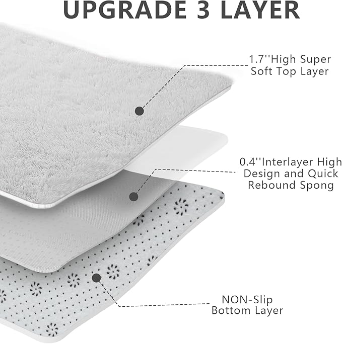 Shag Area Rugs for Bedroom Living Room, 5X8 Ultra Soft White Fluffy Area Rugs - Image 6