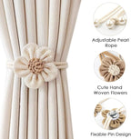SRG 4pcs Handmade Pearl Curtain Tiebacks Boho Flower Curtain Holdbacks - Image 3