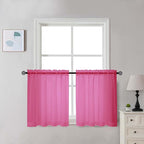 Chyhomenyc Hot Pink Sheer Curtains 30 inch Length 2 Panels, Light Filtering by Chyhomenyc