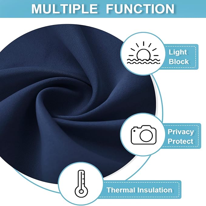 RYB HOME Blackout Curtains for Bedroom Living Room 63 inches Long, Thermal - Image 2