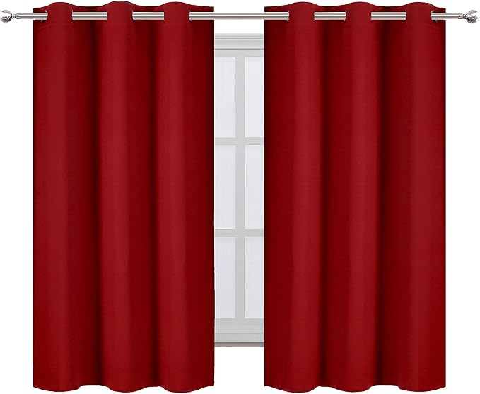 LEMOMO Red Blackout Curtains 42 x 54 Inch Length Set of 2 Panels Grommet - Image 2