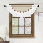 FRAMICS Farmhouse Valance Curtains, Boho Cotton Linen Kitchen Valance, Rustic - Image 8