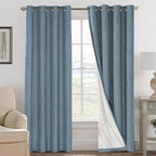 H.VERSAILTEX Linen Blackout Curtains 108 Inches Long 100% Blackout Thermal by HVERSAILTEX