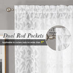 Lecloud Leia 2 PCS White Valance Sheer Curtains Tiers 24 Inch Long, Clip - Image 2