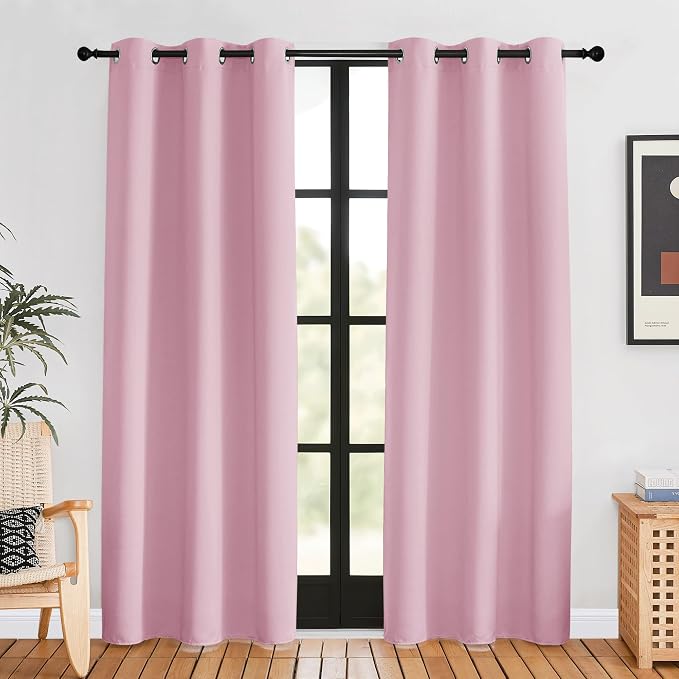 NICETOWN Blackout Window Curtains 80 inch Long, 2 Panels, 34 inch, Rouge Pink by NICETOWN