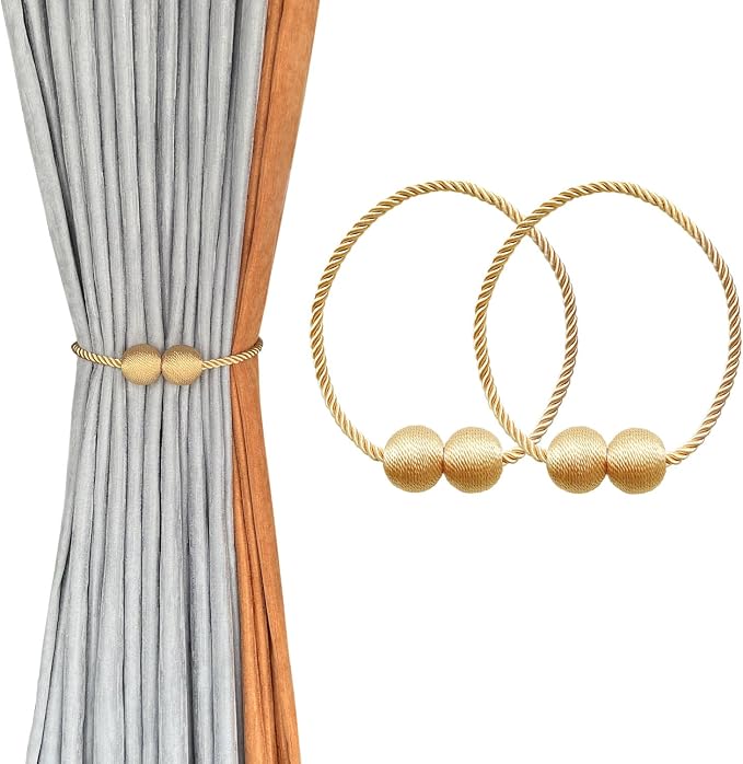 Melaluxe 2 Pack Magnetic Curtain Tiebacks, Decorative Curtain Holdbacks by Melaluxe