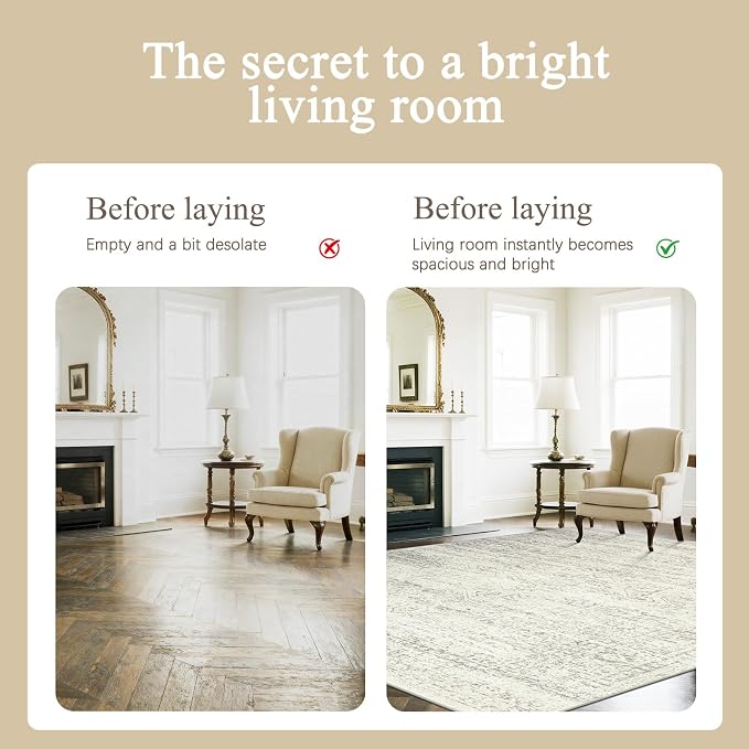Washable Rugs 6x9 Area Rugs for Living Room, Dining Room- Large Ultra Soft Faux - Image 3