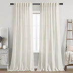 Cream Natural Linen Curtains 92 Inch Length 2 Panels Set by Nanspring