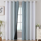 Estelar Textiler Stone Blue and Greyish White Ombre Blackout Curtains 90 Inch - Image 2
