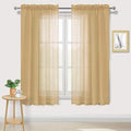DWCN Taupe Sheer Curtains Semi Transparent Voile Rod Pocket Curtains by DWCN