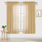 DWCN Taupe Sheer Curtains Semi Transparent Voile Rod Pocket Curtains by DWCN