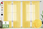 SpaceDresser Yellow Sheer Curtains 4 Panels Rod Pocket Semi-Sheer Curtain 96 - Image 2