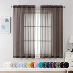 Chyhomenyc Chocolate Brown Sheer Curtains 54 Inch Long 2 Panels, Light by Chyhomenyc