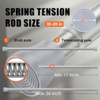 AIZESI Silver 2pcs Adjustable Spring Curtain Rods 17 to 26 Inch, Extendable - Image 2