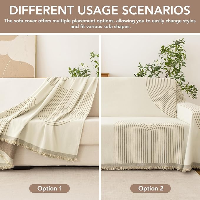 Couch Cover for Dogs, Boho Sofa Covers for 3 Cushion Couch, Chenille Sofa - Image 5