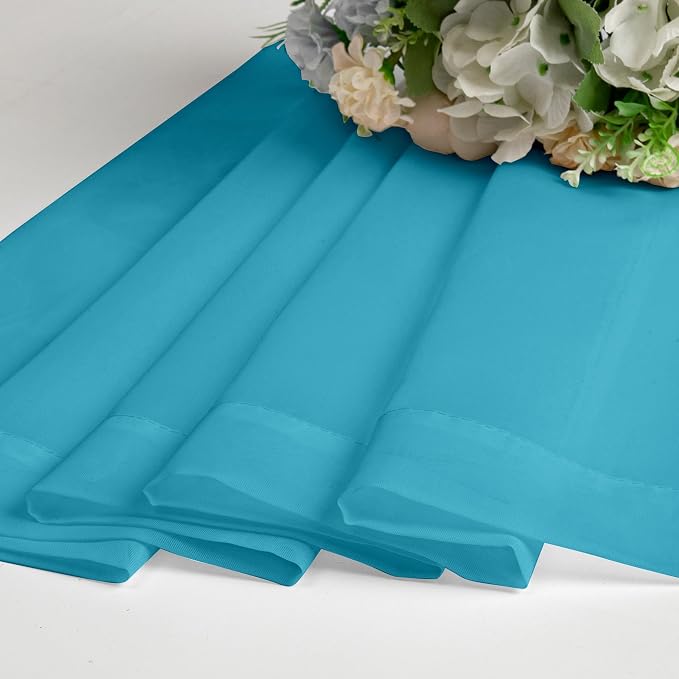 Lecloud Turquoise Sheer Curtains 63 Inch Length 2 Panels, Light Filtering Voile - Image 8