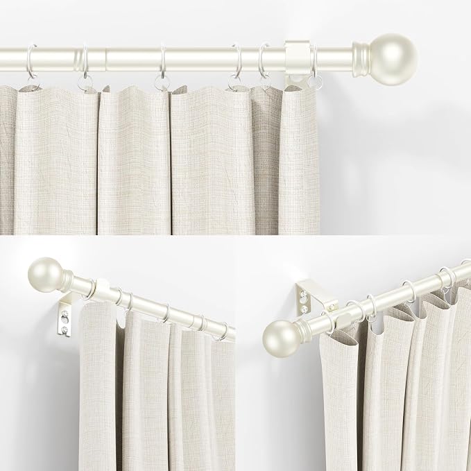 Thestoa Nickel Curtain Rods for Windows 30-46 Inch, 5/8" Stainless Steel Small - Image 2