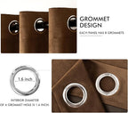 MIULEE Velvet Curtains Chocolate Elegant Grommet Thermal Insulated Soundproof - Image 2
