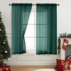 Green Sheer Curtains 63 Inch Length 2 Panels, Soft Voile Sheer Curtains by Home