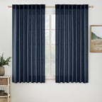 MIULEE Navy Blue Linen Curtains 63 Inch Length 2 Panels by MIULEE