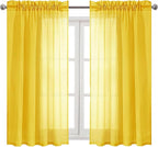 DWCN Yellow Sheer Curtains Semi Transparent Voile Rod Pocket Curtains - Image 9