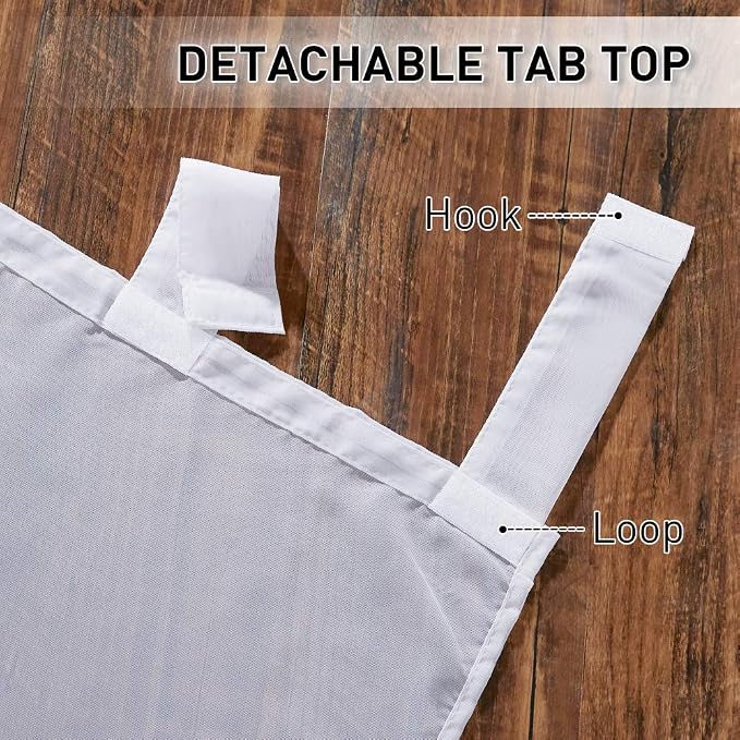 RYB HOME Detachable Tab Top Outdoor Sheer Curtain White Voile Privacy Outdoor - Image 5