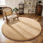 Ophanie Round Rug 4Ft Beige Circle Area Rug, Fluffy Fuzzy Small Bedroom Carpet by Ophanie
