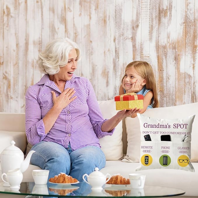 ONFAON Grandma Gifts, Grandma's Spot Throw Pillow Covers 18x18 Inch, Put Phone - Image 2
