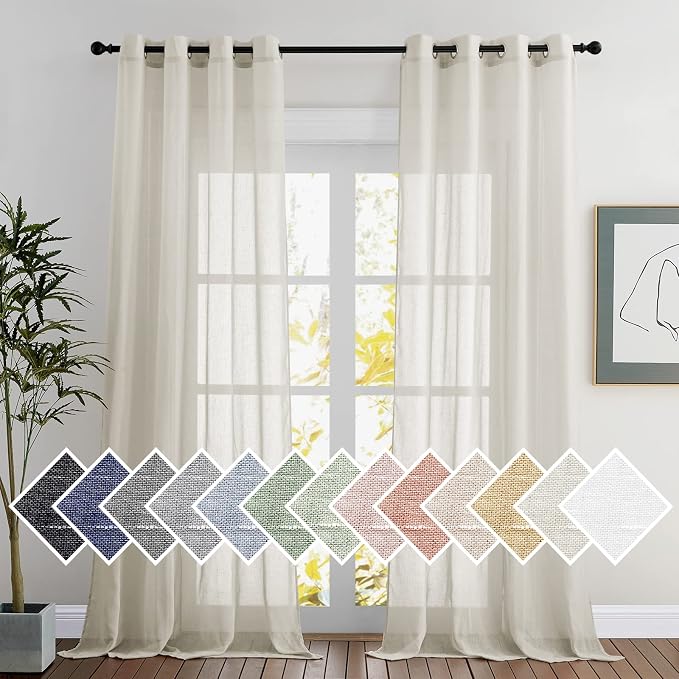NICETOWN Linen Sheer Curtains 90 inch Length by NICETOWN