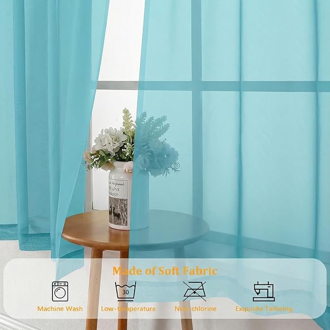 Gwine Short Kitchen Sheer Curtains 24 Inch Length - Image 7