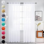 youleyar Sheer Rod Pocket Curtain Voile Draperies 2 Panels White Beige Black by Youleyar