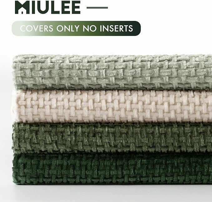 MIULEE Pack of 4 Couch Throw Pillow Covers 20x20 Inch Neutral Green Soft - Image 6