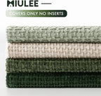 MIULEE Pack of 4 Couch Throw Pillow Covers 18x18 Inch Neutral Green Soft - Image 6