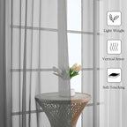 Lecloud Charcoal Grey Sheer Curtains - Image 2