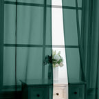 OVZME Hunter Green Sheer Curtains 84 Inches Long 2 Panels - Image 3