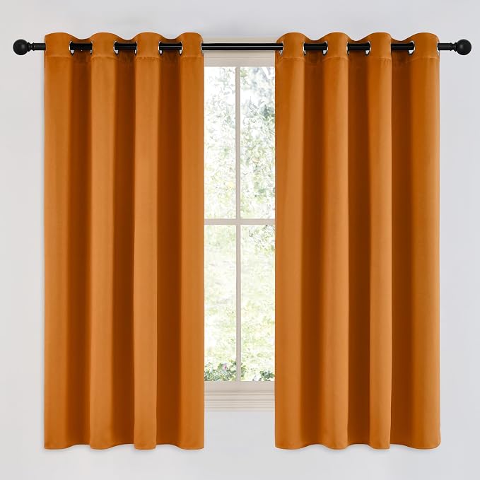 NICETOWN Room Darkening Orange Curtains 63 inches Long by NICETOWN