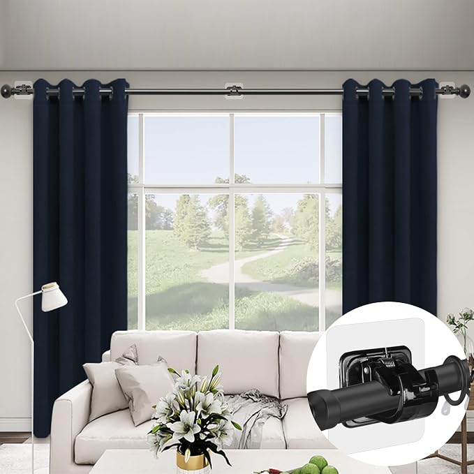 Codoule 8PCS No Drill Curtain Rod Brackets No Drilling Self Adhesive Curtain - Image 2