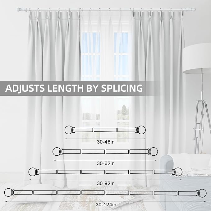 Thestoa Curtain Rods for Windows 48 to 84-92 Inch, Stainless Steel Rods for - Image 5