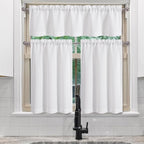 Chyhomenyc White Valance for Windows, Light Filtering Faux Linen Textured - Image 2