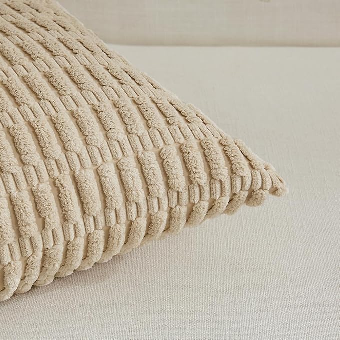 Fancy Homi 4 Packs Tan Decorative Throw Pillow Covers 14x24 Inch - Image 4