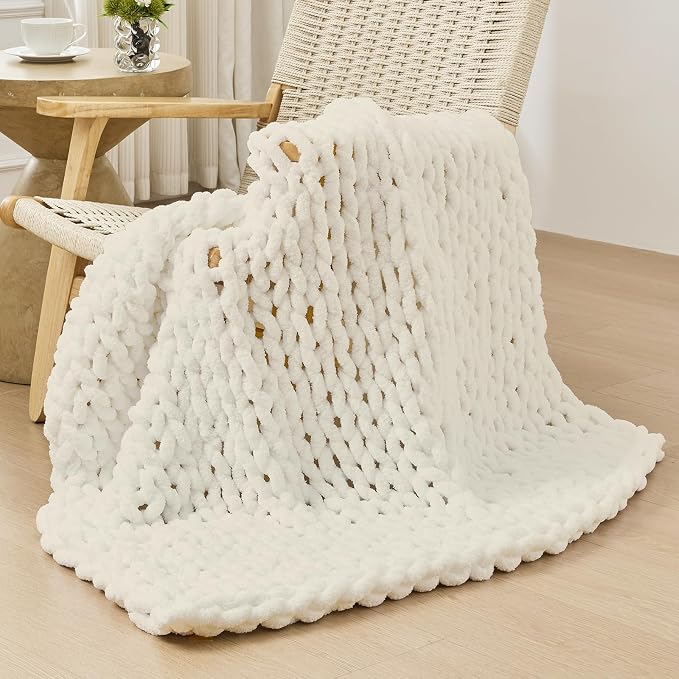 Bigacogo Chunky Knit Throw Blanket by Bigacogo