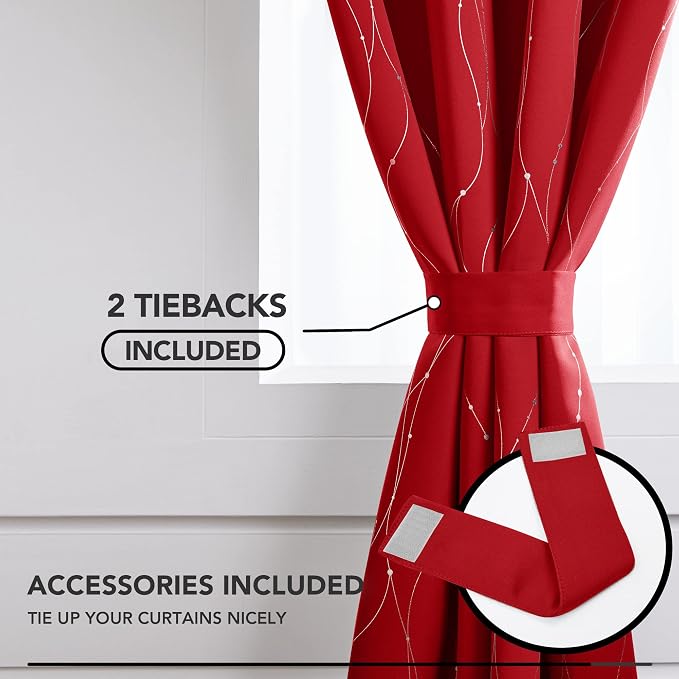 Deconovo Blackout Curtains, Christmas Red Curtain, Thermal Insulated - Image 4