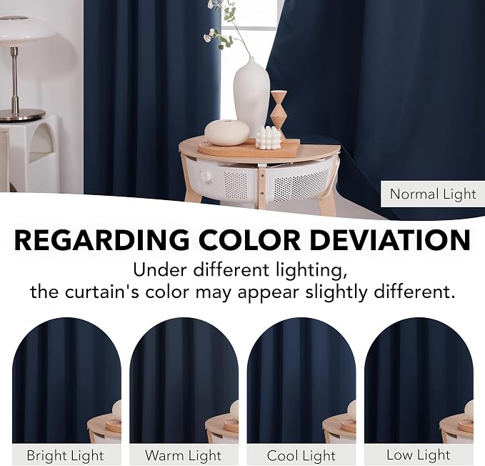 Deconovo Blackout Curtains, Thermal Insulated, W42 x L63 2 Panels, Back Tab - Image 6