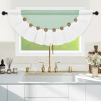 FRAMICS Farmhouse Valance Curtains, Boho Cotton Linen Kitchen Valance, Sage by FRAMICS